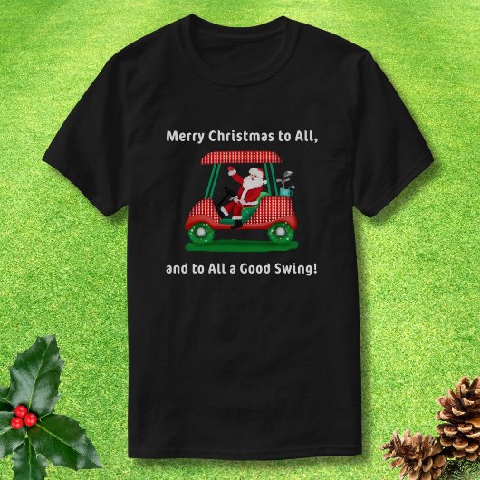 T-shirt Joyeux Noël à tous, Père Noël équitation Golf Pani