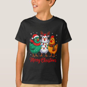 T-shirt Joyeux Noël Agriculteur de poulets Animal Chapeau