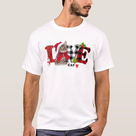 T-shirt Joyeux Noël Amour Chats Chats Chats Amoureux Noël (Devant)