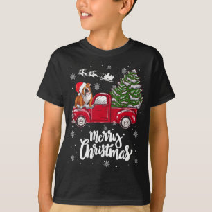 T-shirt Joyeux Noël Anglais Chien de taureaux Père Noël Re