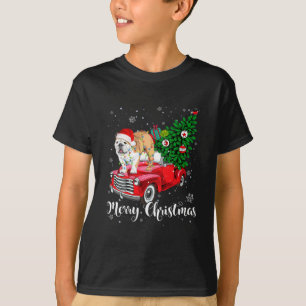 T-shirt Joyeux Noël Anglais Chien de taureaux Père Noël Re