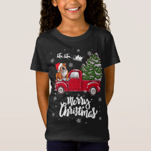 T-Shirt Joyeux Noël Anglais Chien de taureaux Père Noël Re