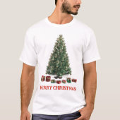 T-shirt Joyeux Noël. Arbre (conception 1) avec cadeaux (Devant)