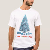 T-shirt Joyeux Noël. Arbre (conception 4) avec cadeaux (Devant)