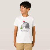 T-shirt Joyeux Noël Arbre mignon Mammoth Santa Hat (Devant entier)