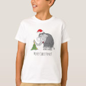 T-shirt Joyeux Noël Arbre mignon Mammoth Santa Hat (Devant)