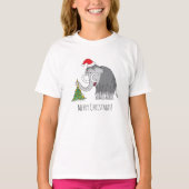 T-shirt Joyeux Noël Arbre mignon Mammoth Santa Hat (Devant)