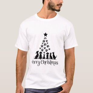 T-shirt Joyeux Noël Arbre Patte Amoureux des Chiens Amoure