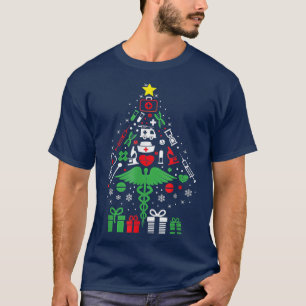 T-shirt Joyeux Noël Arbre Stethoscope Infirmière Noël P
