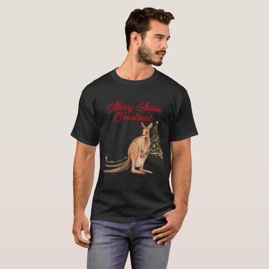 T-shirt Joyeux Noël australien Kangaroo (Devant entier)