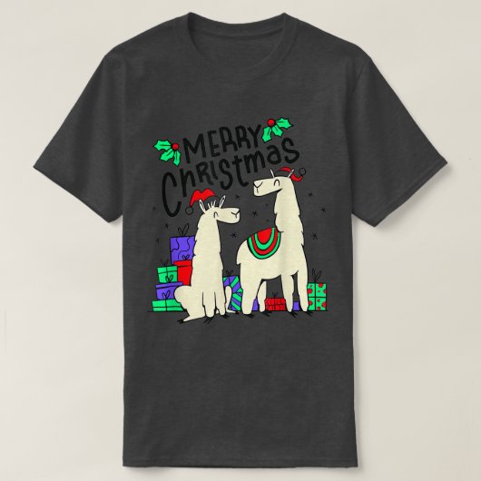T-shirt Joyeux Noël avec ce mignon lama, lama (Design devant)
