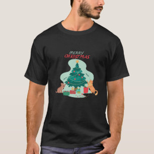 T-shirt Joyeux Noël Avec Chats, Cadeaux Et Tite De Noël