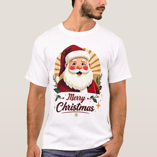 T-shirt Joyeux Noël avec le Père Noël (Devant)
