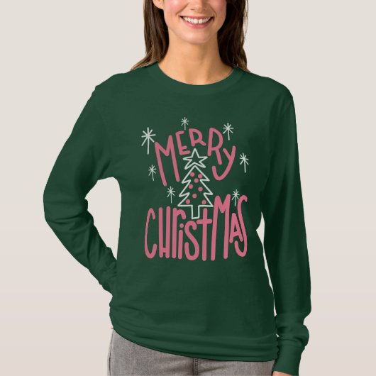 T-shirt Joyeux Noël avec sapin (Devant)