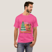 T-shirt Joyeux Noël avec sapin de Noël et chien mignon b (Devant entier)