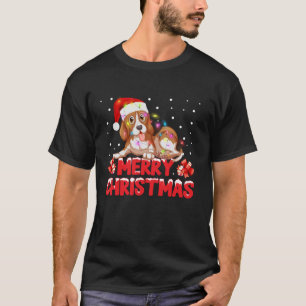 T-shirt Joyeux Noël Beagle Chien Xmas Santa Hat Lights s