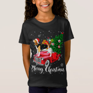 T-Shirt Joyeux Noël Beagle Père Noël Camion Rouge clair No