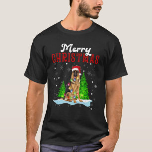 T-shirt Joyeux Noël Berger Allemand Lumières Arbre Chien
