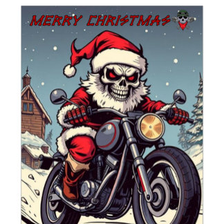 T-shirt Joyeux Noël Biker Skeleton Père Noël