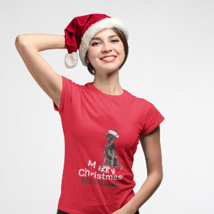 T-shirt Joyeux Noël Black Labrador Chien Santa Hat T-Shi
