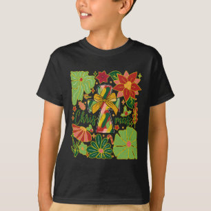 T-shirt Joyeux Noël Boho Fleurs Croix Christian Femmes