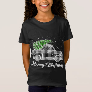 T-Shirt Joyeux Noël Buffalo Camion Arbre noir et blanc