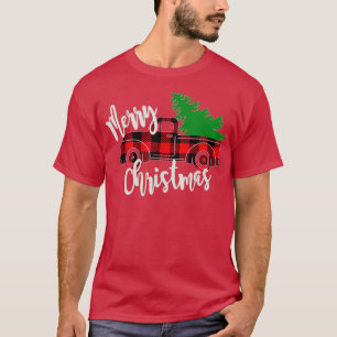 T-shirt Joyeux Noël Buffalo Camion Arbre Rouge Plaid 3