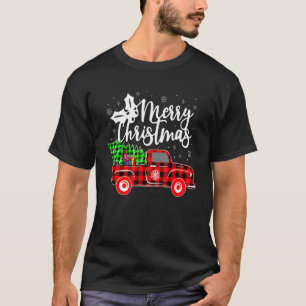 T-shirt Joyeux Noël Buffalo Camion Arbre Rouge Plaid Famil