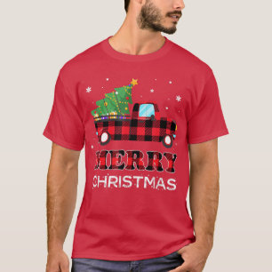 T-shirt Joyeux Noël Buffalo Camion Arbre Rouge Plaqué Noël