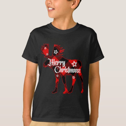 T-shirt Joyeux Noël. Buffalo Plaid Cadeau Moose Christ (Devant)