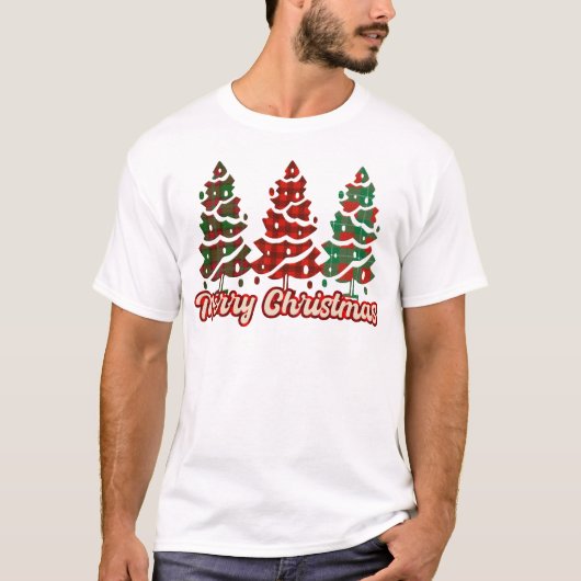 T-shirt Joyeux Noël - Buffalo Plaid Trees Design (Devant)