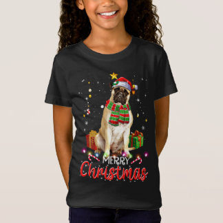 T-Shirt Joyeux Noël Bullmastiff Santa Hat Tree Lumières