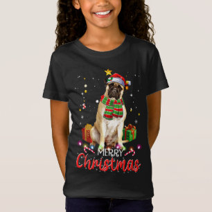 T-Shirt Joyeux Noël Bullmastiff Santa Hat Tree Lumières