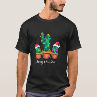 T-shirt Joyeux Noël Cactus Xmas Arbres Lumières Père Noël