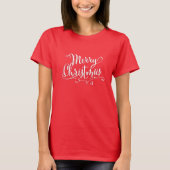 T-shirt Joyeux Noël Calligraphie Script mignon Whimsical (Devant)