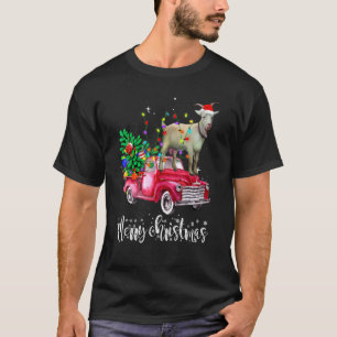T-shirt Joyeux Noël Camion Rouge équitation Chèvre Père No