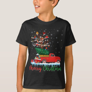 T-shirt Joyeux Noël Camion Rouge Noël Arbre de Noël Lumièr