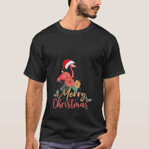 T-shirt Joyeux Noël Casquette Père Noël Flamant rose Lumiè