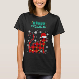 T-shirt Joyeux Noël Chat Carreaux Graphique Pour Amateur D