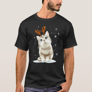 T-shirt Joyeux Noël Chat Mignon Renne Costume de Famille C