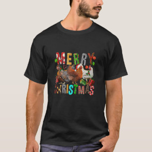 T-shirt Joyeux Noël Chemises de poulet Santa Hat Lumières