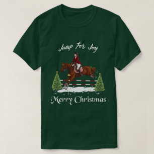 T-shirt Joyeux Noël, cheval sautant anglais équestre
