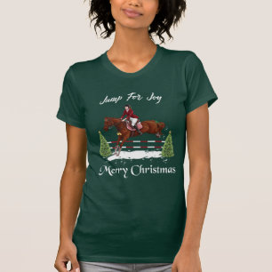 T-shirt Joyeux Noël, cheval sautant anglais équestre