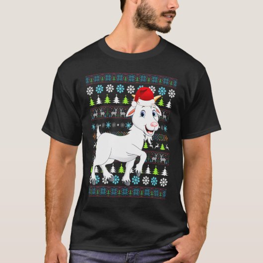 T-shirt Joyeux Noël Chèvre Pull Ugly Père Noël Xmas (Devant)