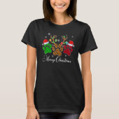 T-shirt Joyeux Noël Chien Paws Lumières Buffalo Plaid & Le (Devant)