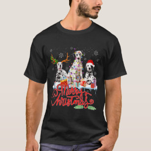 T-shirt Joyeux Noël Chiens Dalmatiens Père Noël Reindeer L