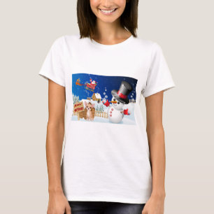 T-shirt Joyeux Noël Chihuahua avec Frosty