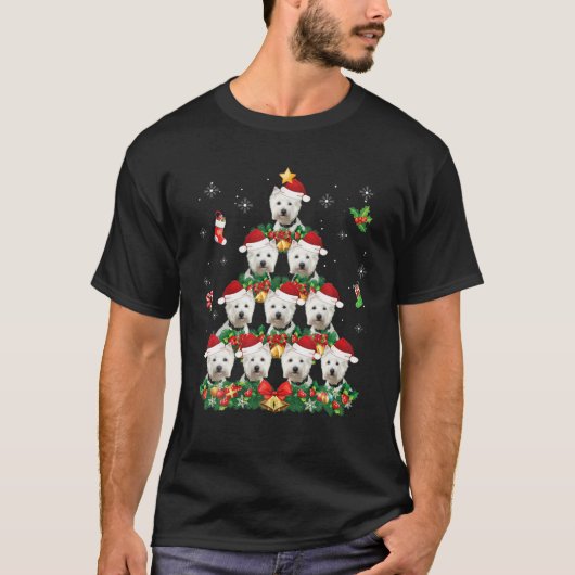 T-shirt Joyeux Noël Chiweenie Chien Père Noël Tree Pajama  (Devant)