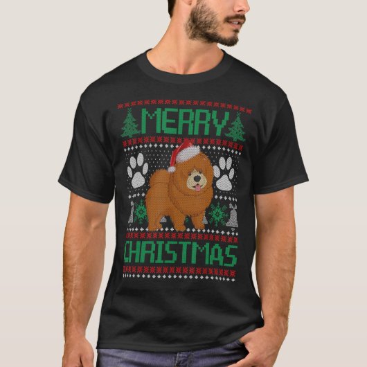 T-shirt Joyeux Noël Chow Chow UGLY Xmas Pyjama Chien (Devant)