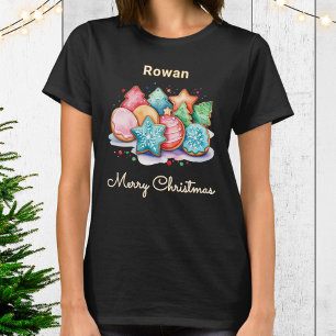 T-shirt Joyeux Noël Cookies glacés de fête Personnalisés